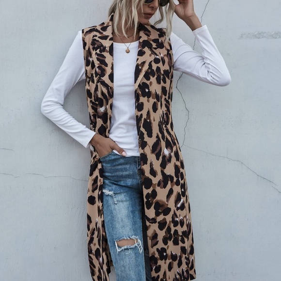 Leopard Print Long Vest - Picture 6 of 6
